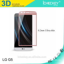 Hot Selling!!!0.26mm 3D Curved Color Frame Tempered Glass Screen Protector for LG G5,9H hardness